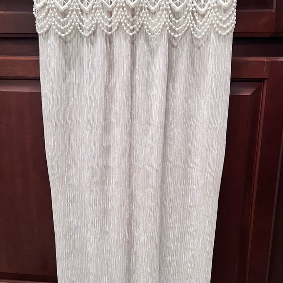 Cattiva Womens Ivory Short Sleeve Pearl Lace Evening Maxi Dress Size 16 - Picture 5 of 11